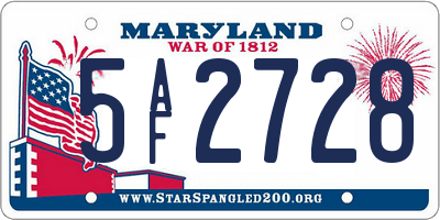 MD license plate 5AF2728