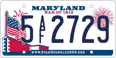 MD license plate 5AF2729