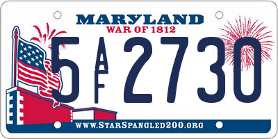 MD license plate 5AF2730