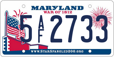 MD license plate 5AF2733