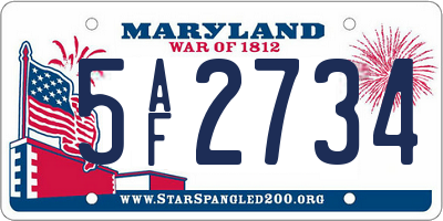 MD license plate 5AF2734