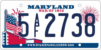 MD license plate 5AF2738