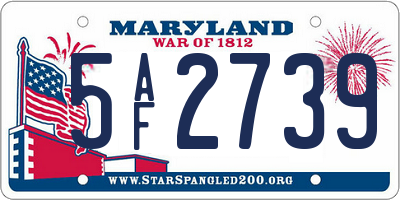 MD license plate 5AF2739