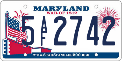 MD license plate 5AF2742