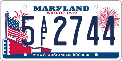 MD license plate 5AF2744