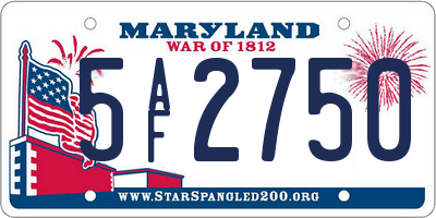 MD license plate 5AF2750