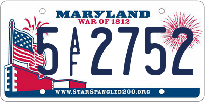 MD license plate 5AF2752