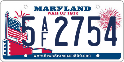 MD license plate 5AF2754