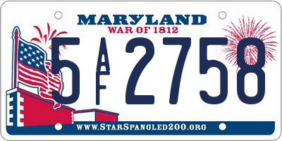 MD license plate 5AF2758
