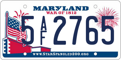 MD license plate 5AF2765