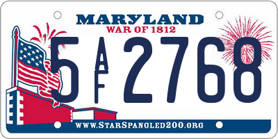 MD license plate 5AF2768