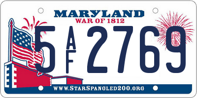 MD license plate 5AF2769