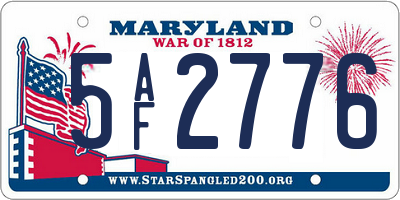 MD license plate 5AF2776