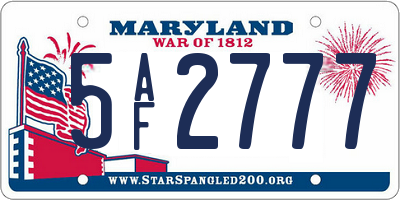 MD license plate 5AF2777