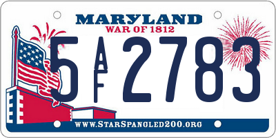 MD license plate 5AF2783