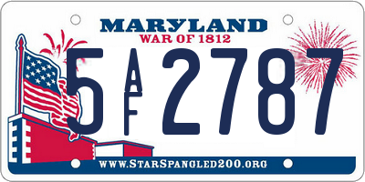 MD license plate 5AF2787