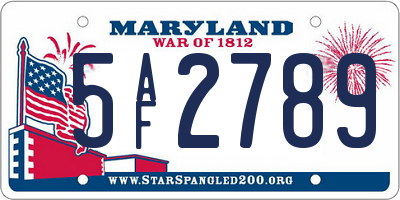 MD license plate 5AF2789