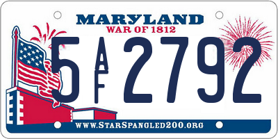 MD license plate 5AF2792