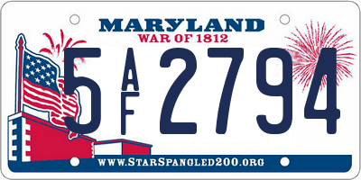 MD license plate 5AF2794