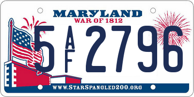 MD license plate 5AF2796