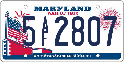 MD license plate 5AF2807