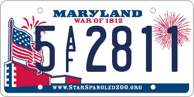 MD license plate 5AF2811