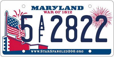 MD license plate 5AF2822