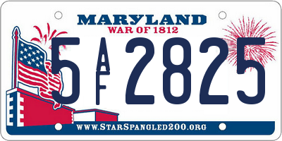 MD license plate 5AF2825