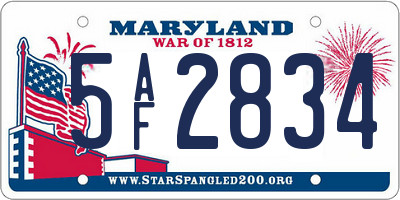 MD license plate 5AF2834