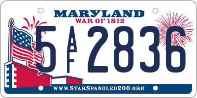 MD license plate 5AF2836