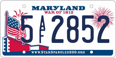 MD license plate 5AF2852