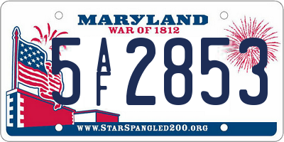 MD license plate 5AF2853