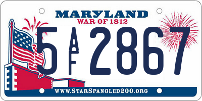 MD license plate 5AF2867