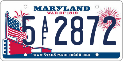 MD license plate 5AF2872