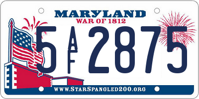 MD license plate 5AF2875