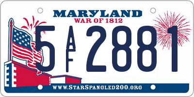 MD license plate 5AF2881