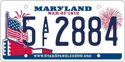 MD license plate 5AF2884