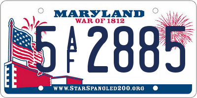MD license plate 5AF2885