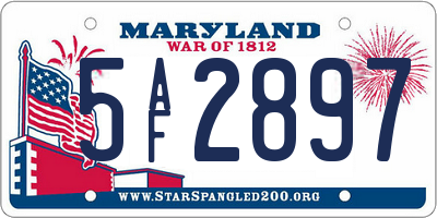 MD license plate 5AF2897