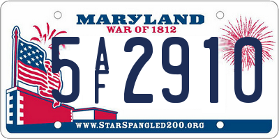 MD license plate 5AF2910