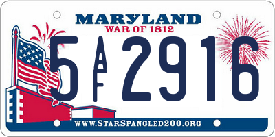 MD license plate 5AF2916