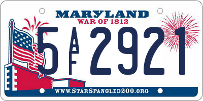 MD license plate 5AF2921