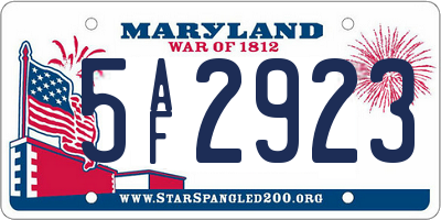 MD license plate 5AF2923