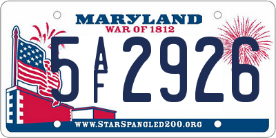MD license plate 5AF2926