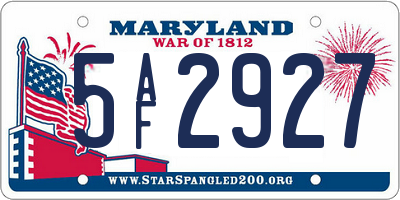 MD license plate 5AF2927