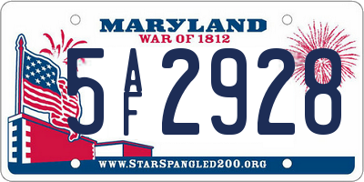 MD license plate 5AF2928