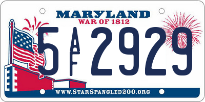 MD license plate 5AF2929