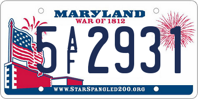 MD license plate 5AF2931