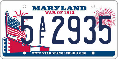 MD license plate 5AF2935
