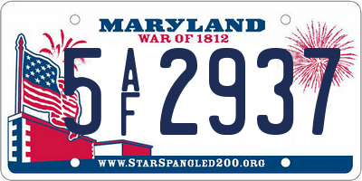 MD license plate 5AF2937